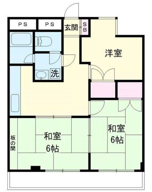 金子ビル(3DK/2階)の間取り写真
