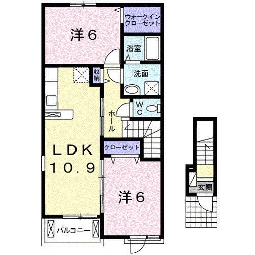 アミティエサード2号館(2LDK/2階)の間取り写真