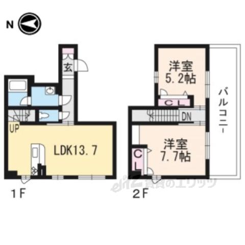 シャーメゾン東寺道(2LDK/3階)の間取り写真