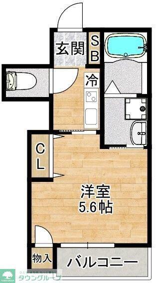 フェリーチェ谷保(1K/3階)の間取り写真