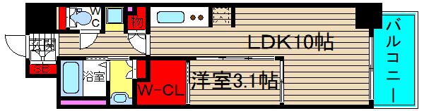 コンフォリア北堀江一丁目(1LDK/8階)の間取り写真