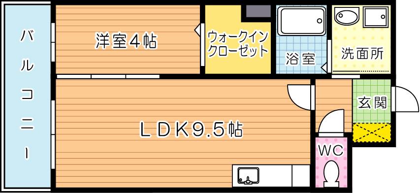 ラ・アヴェニール(1LDK/1階)の間取り写真