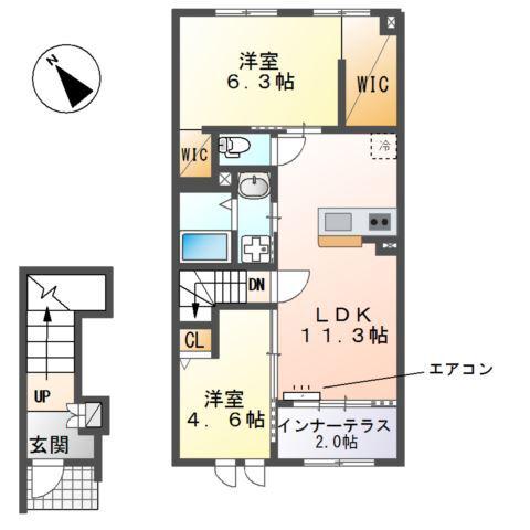 ノイエプルーシア(2LDK/2階)の間取り写真