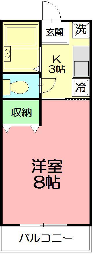 クロスロード(1K/1階)の間取り写真