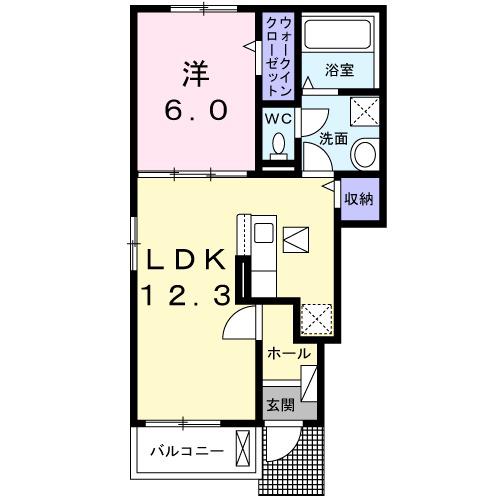 ブラン ノワール(1LDK/1階)の間取り写真