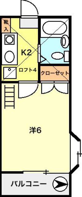富士見台サンハイツ(1K/2階)の間取り写真