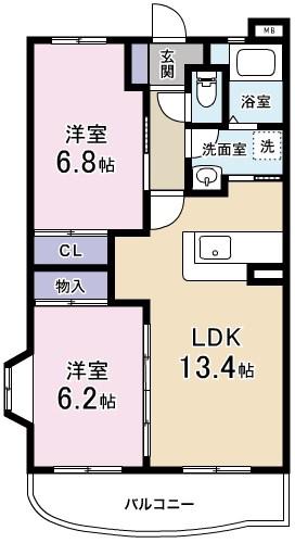 アネーロ(2LDK/3階)の間取り写真