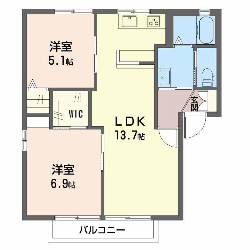 フレグランス中塚(2LDK/2階)の間取り写真