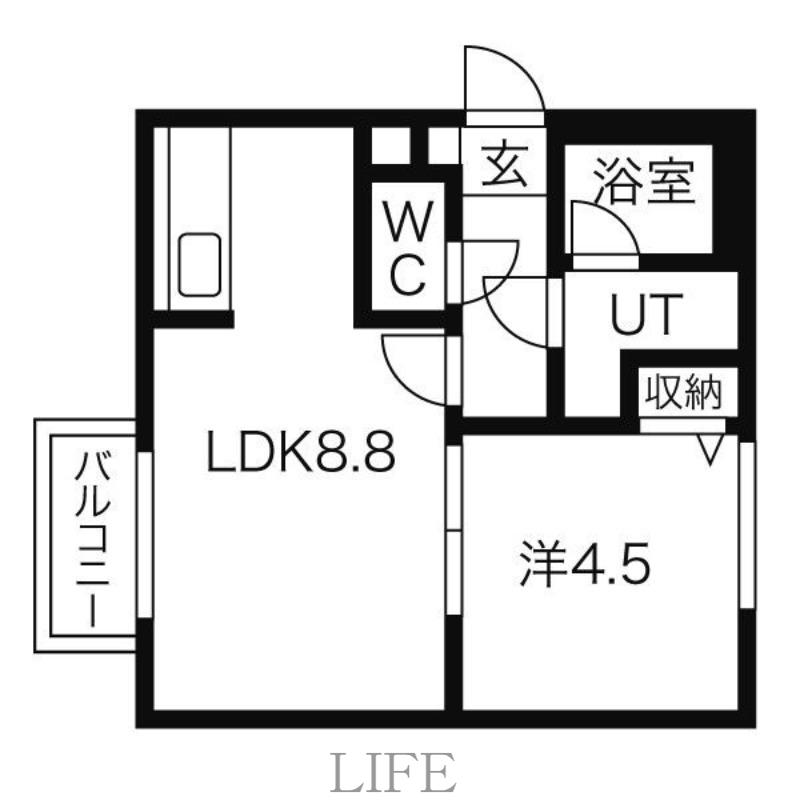 オルセー厚別中央IIB棟(1LDK/4階)の間取り写真