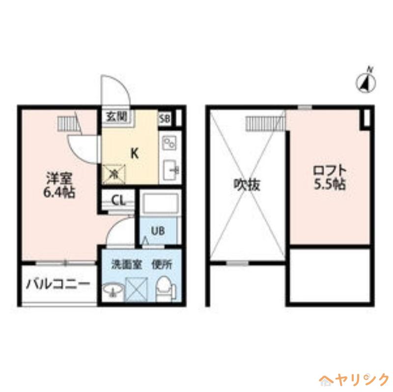 スタートリビングS(1K/2階)の間取り写真