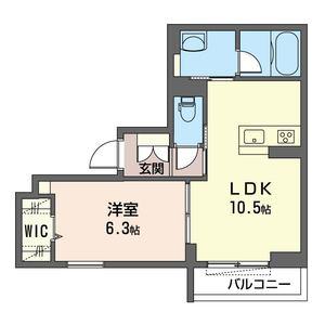 グランレーヴ大宮(1LDK/2階)の間取り写真