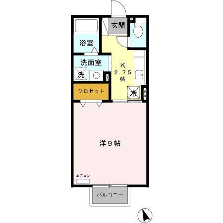 グランモアロイヤル(1K/1階)の間取り写真