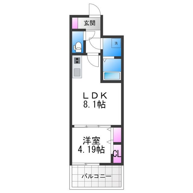 ATLAS加賀屋(1LDK/9階)の間取り写真