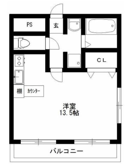 グランドール姫路(ワンルーム/4階)の間取り写真