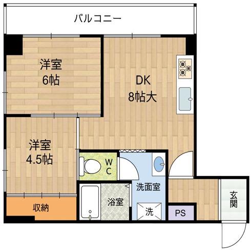 朝日プラザ湊川(2DK/10階)の間取り写真
