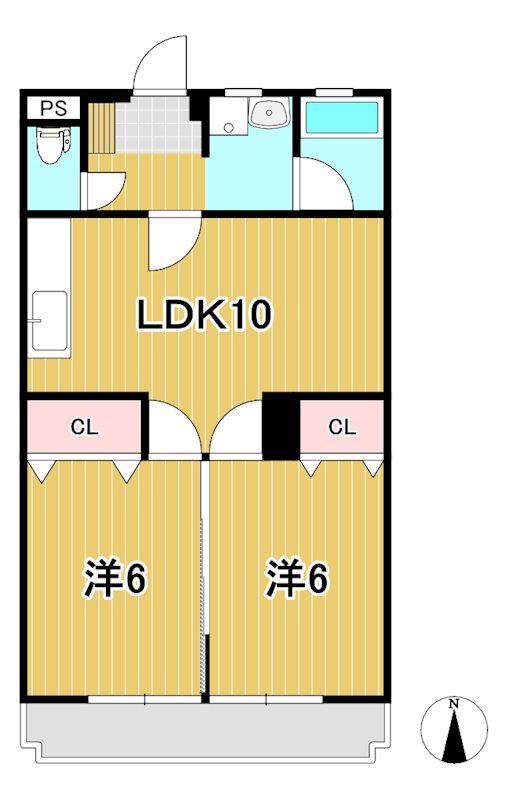 コーポ三協I(2LDK/3階)の間取り写真