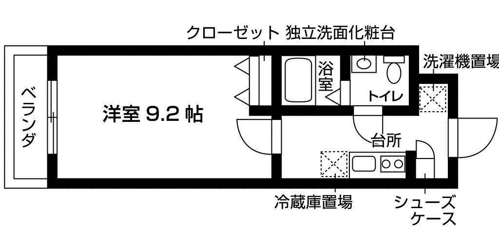 YMK伊勢原(1K/1階)の間取り写真