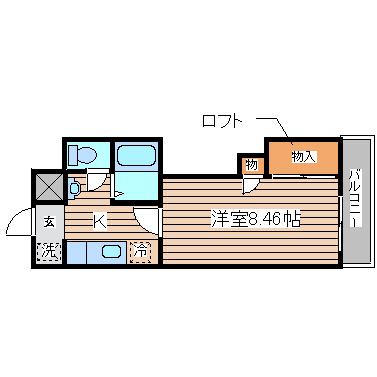 メゾンドール館町II(1K/3階)の間取り写真