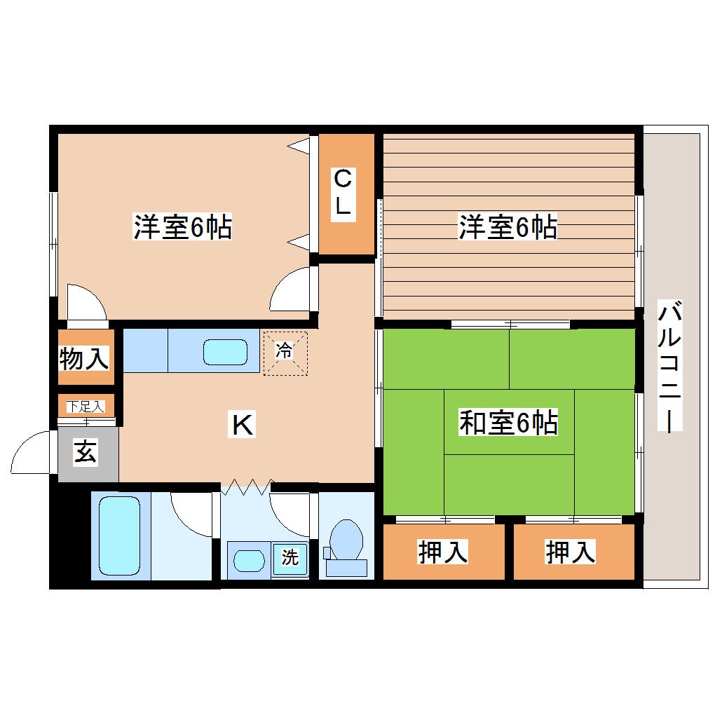 K.Lマンション(3DK/1階)の間取り写真