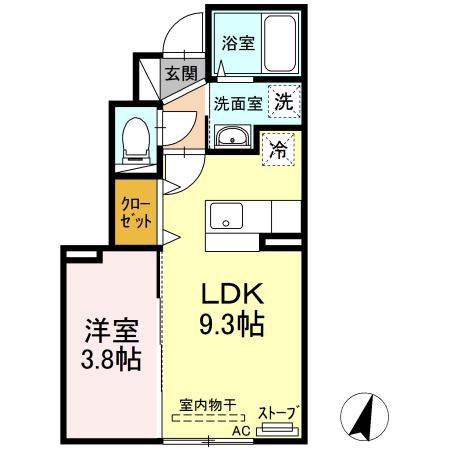 グランモアクラルテ(1LDK/1階)の間取り写真
