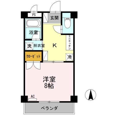 大安寺マンション(1K/1階)の間取り写真