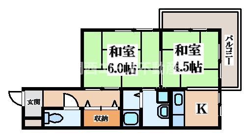 シャトーMO(2K/1階)の間取り写真