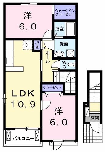 イリーゼ C(2LDK/2階)の間取り写真