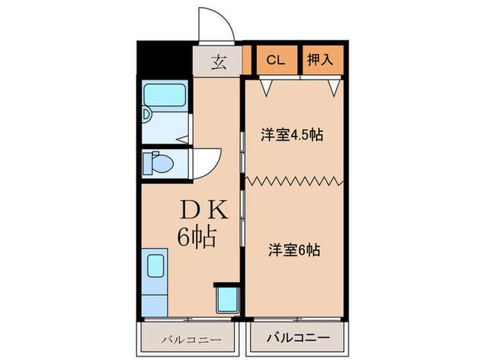 丸忠ビル(2DK/2階)の間取り写真