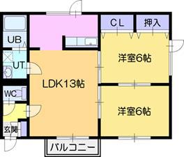 プレジールPURE(2LDK/1階)の間取り写真