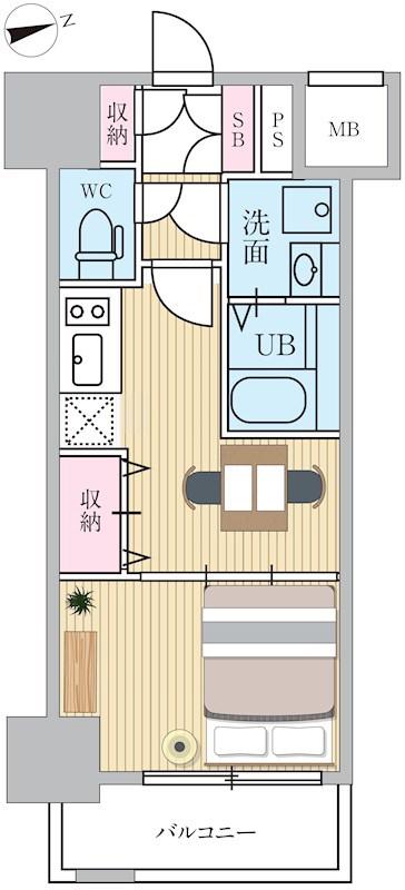 エスティメゾン門前仲町(1DK/8階)の間取り写真