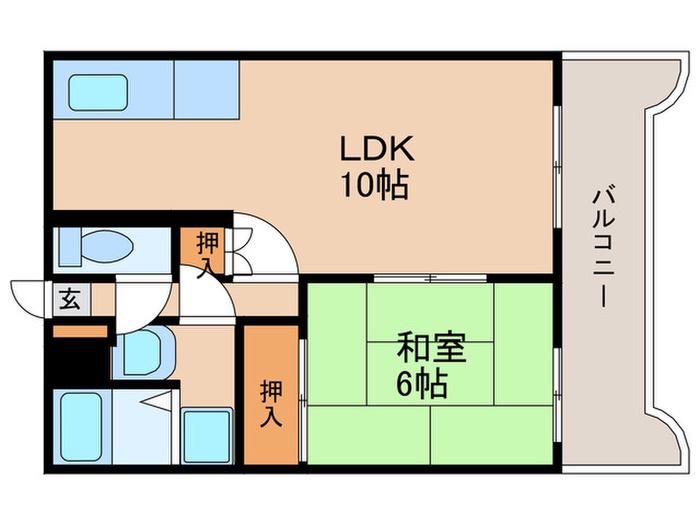 グランドゥール草牟田(1LDK/3階)の間取り写真