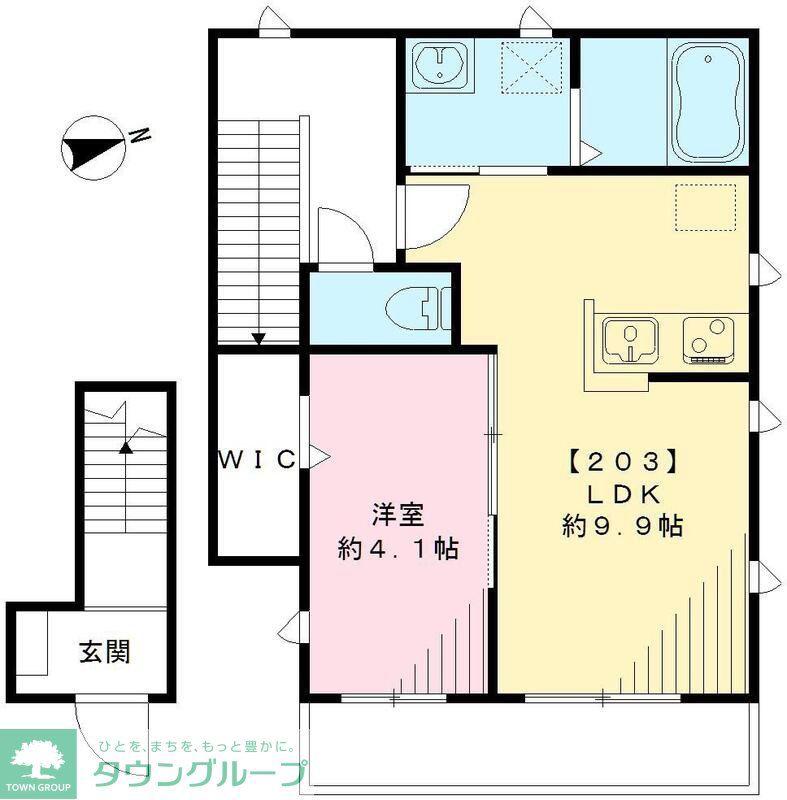 パーシモン(1LDK/2階)の間取り写真
