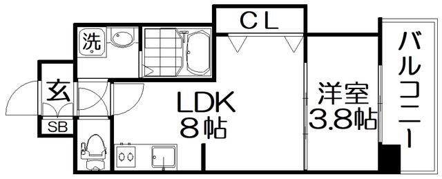 シェリロ香里園(1LDK/4階)の間取り写真