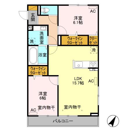 ペティポンズ 101(2LDK/1階)の間取り写真