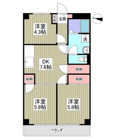 インペリアル本丸(3DK/4階)の間取り写真