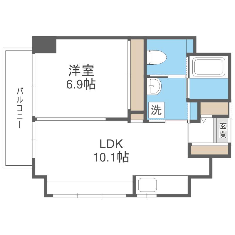 カトレア南8条(1LDK/10階)の間取り写真