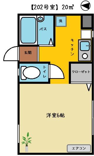 フレンドハウス(1K/2階)の間取り写真