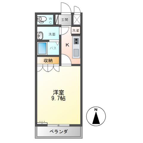 グランドゥール(1K/2階)の間取り写真