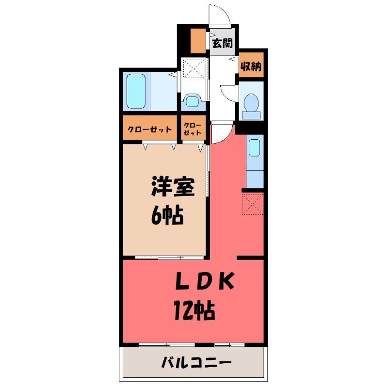 ヒカルサ熊谷久下ウエスト(1LDK/2階)の間取り写真