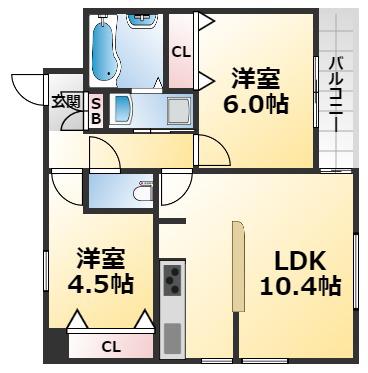 プレセランス東須磨(2LDK/1階)の間取り写真