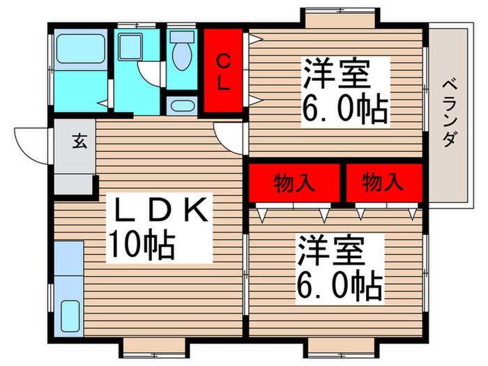 リヴァージュ158本八幡II(2LDK/1階)の間取り写真
