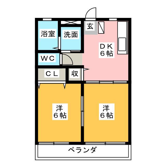 HEART LAND(2DK/2階)の間取り写真
