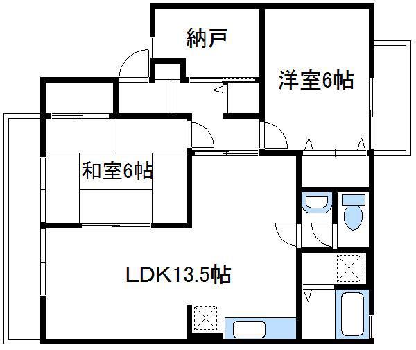 ジュネス山口(2SLDK/2階)の間取り写真