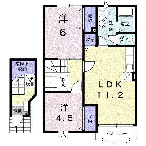 コーポビッグゲートC(2LDK/2階)の間取り写真