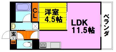 グランツ石橋(1LDK/3階)の間取り写真