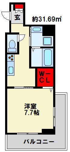 FLATS別院(1K/3階)の間取り写真