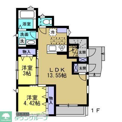 鎌倉材木座アパート(2LDK/1階)の間取り写真