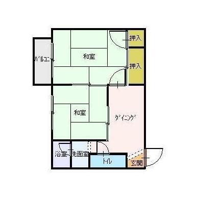土堂シティマンション(2K/3階)の間取り写真