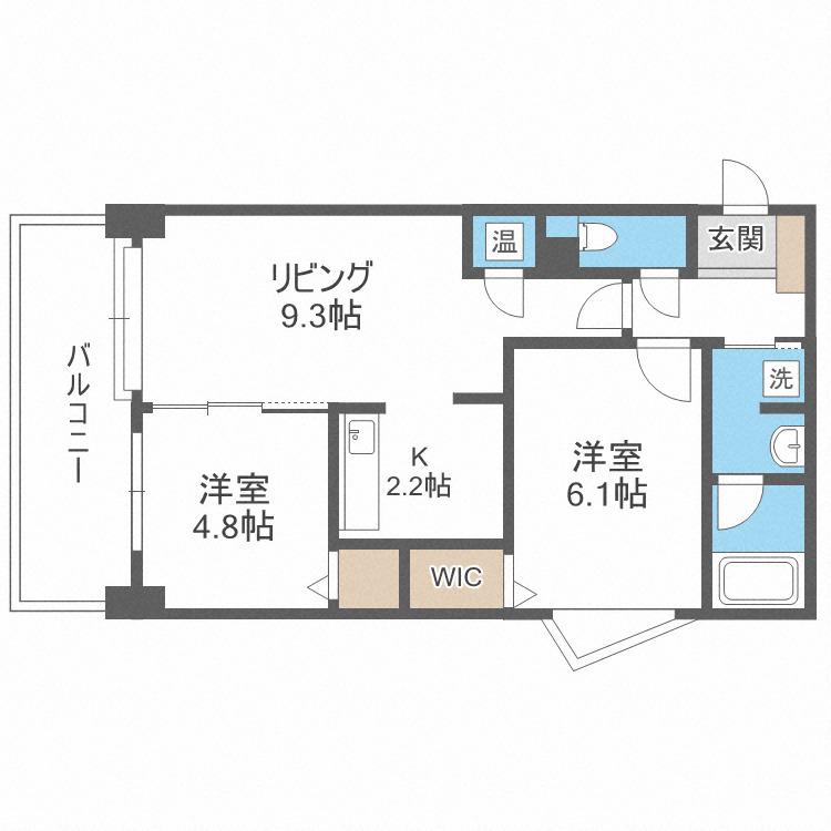 PRIME URBAN北3条通(2LDK/8階)の間取り写真