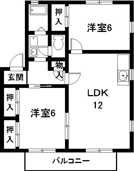 エクセル吉田II(2LDK/1階)の間取り写真